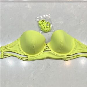 Neon Yellow Strapless Bikini Top